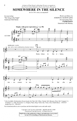 page one of Somewhere In The Silence (SATB Choir)