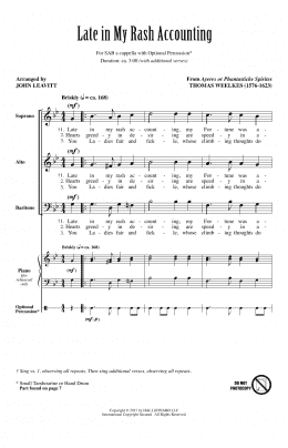 page one of Late In My Rash Accounting (SAB Choir)