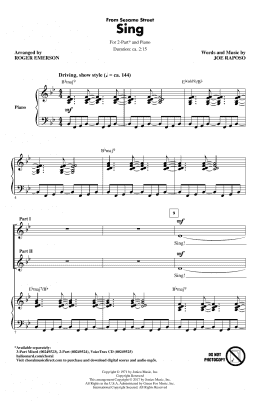 page one of Sing (from Sesame Street) (arr. Roger Emerson) (2-Part Choir)