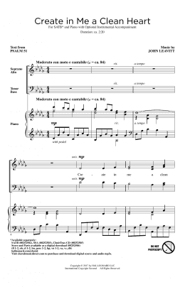 page one of Create In Me A Clean Heart (SATB Choir)