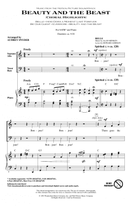 page one of Beauty and The Beast (Choral Highlights) (SATB Choir)