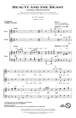 page one of Beauty and The Beast (Choral Highlights) (2-Part Choir)