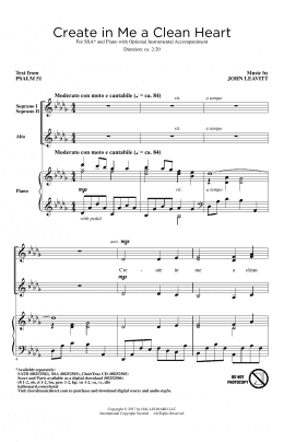 page one of Create In Me A Clean Heart (SSA Choir)