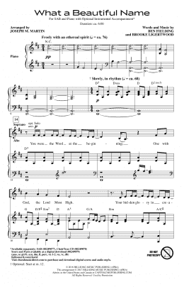 page one of What A Beautiful Name (arr. Joseph M. Martin) (SAB Choir)