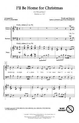 page one of I'll Be Home For Christmas (TTBB Choir)