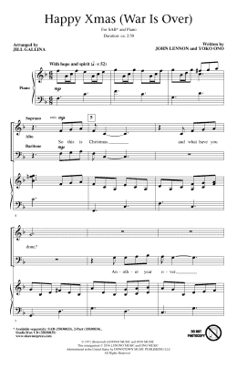 page one of Happy Xmas (War Is Over) (arr. Jill Gallina) (SAB Choir)