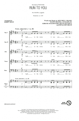 page one of Run To You (SATB Choir)