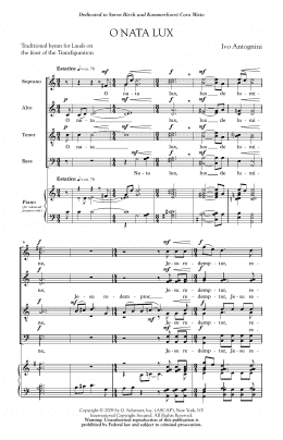 page one of O Nata Lux (SATB Choir)