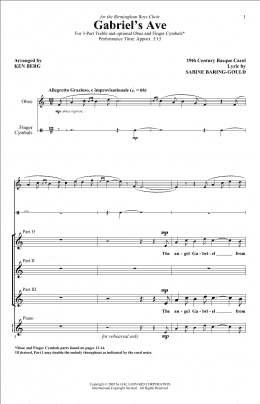 page one of Gabriel's Ave (3-Part Treble Choir)