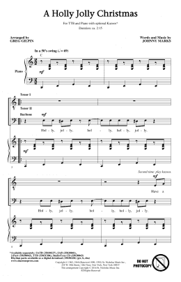 page one of A Holly Jolly Christmas (arr. Greg Gilpin) (TTBB Choir)