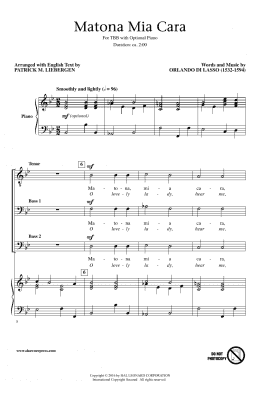 page one of Matona Mia Cara (TBB Choir)