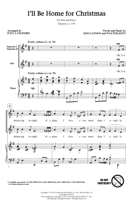 page one of I'll Be Home For Christmas (SSA Choir)