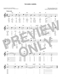page one of The Angel Gabriel (Easy Lead Sheet / Fake Book)