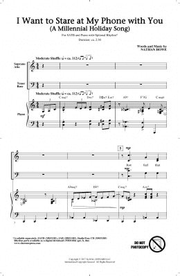 page one of I Want To Stare At My Phone With You (A Millennial Holiday Song) (SATB Choir)