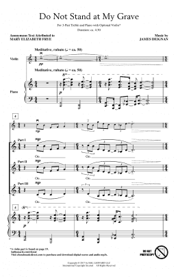 page one of Do Not Stand At My Grave (3-Part Treble Choir)