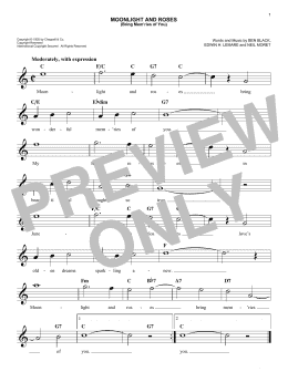 page one of Moonlight And Roses (Bring Mem'ries Of You) (Easy Lead Sheet / Fake Book)