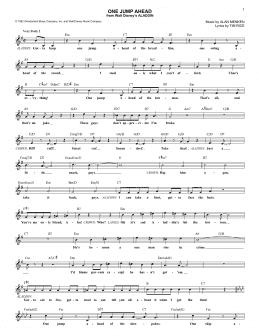 page one of One Jump Ahead (from Aladdin) (Lead Sheet / Fake Book)