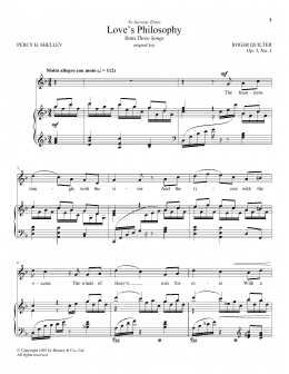 page one of Love's Philosophy, Op. 3, No. 1 (Piano & Vocal)