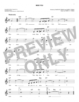 page one of Miss You (Easy Lead Sheet / Fake Book)