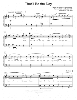 page one of That'll Be The Day (Educational Piano)