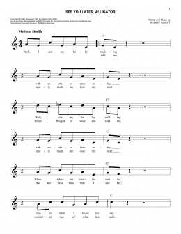 page one of See You Later, Alligator (Easy Lead Sheet / Fake Book)