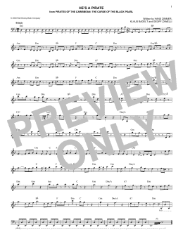 page one of He's A Pirate (from Pirates Of The Caribbean: The Curse of the Black Pearl) (Lead Sheet / Fake Book)