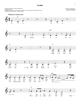 page one of Elvira (Easy Lead Sheet / Fake Book)