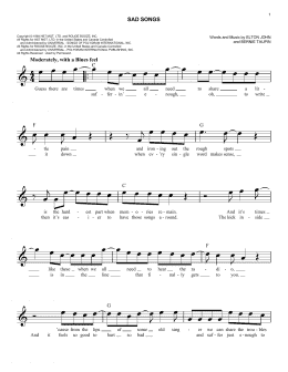 page one of Sad Songs (Say So Much) (Easy Lead Sheet / Fake Book)
