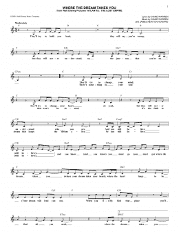 page one of Where The Dream Takes You (Lead Sheet / Fake Book)