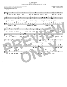 page one of Happy Days (Lead Sheet / Fake Book)