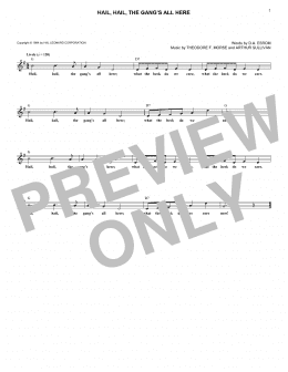 page one of Hail, Hail, The Gang's All Here (Lead Sheet / Fake Book)