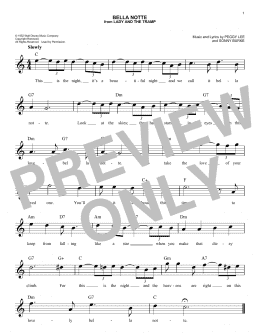 page one of Bella Notte (This Is The Night) (from Lady And The Tramp) (Easy Lead Sheet / Fake Book)