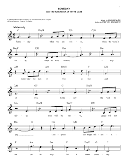 page one of Someday (from The Hunchback Of Notre Dame) (Easy Lead Sheet / Fake Book)