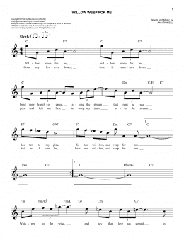 page one of Willow Weep For Me (Easy Lead Sheet / Fake Book)
