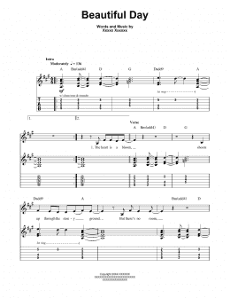 page one of Beautiful Day (Easy Guitar Tab)