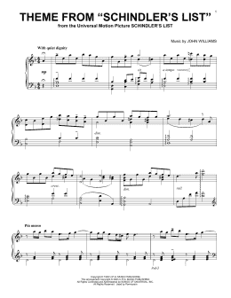 page one of Theme From "Schindler's List" (Piano Solo)