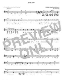 page one of Surf City (Lead Sheet / Fake Book)