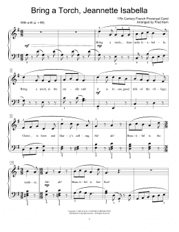 page one of Bring A Torch, Jeannette, Isabella (arr. Fred Kern) (Educational Piano)