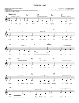 page one of I Wish You Love (Easy Lead Sheet / Fake Book)