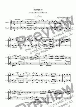 page one of Romance from Eine Kleine Nachtmusik - Flute Duet