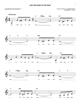 page one of Just Walking In The Rain (Easy Lead Sheet / Fake Book)