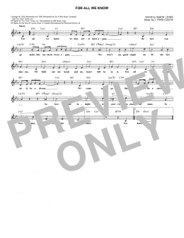 page one of For All We Know (Lead Sheet / Fake Book)