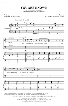 page one of You Are Known (SATB Choir)