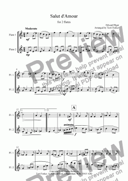 page one of Salut d'Amour - Flute Duet
