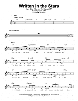 page one of Written In The Stars (from Aida) (Pro Vocal)