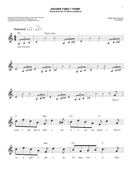 page one of The Addams Family Theme (Easy Lead Sheet / Fake Book)