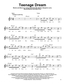 page one of Teenage Dream (Pro Vocal)