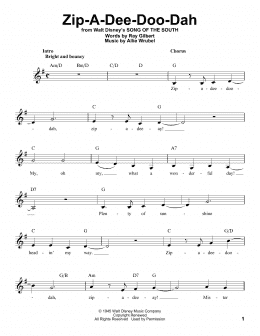 page one of Zip-A-Dee-Doo-Dah (from Song Of The South) (Pro Vocal)
