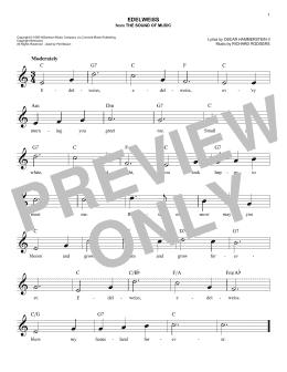 page one of Edelweiss (Easy Lead Sheet / Fake Book)