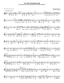 page one of You Are The Music In Me (from High School Musical 2) (Lead Sheet / Fake Book)